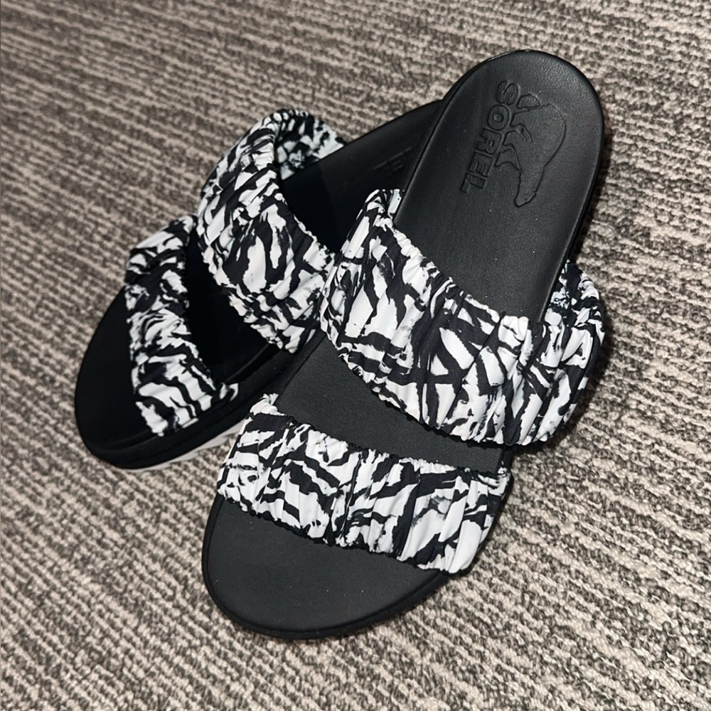 Sorel Black and White Urban Sandals